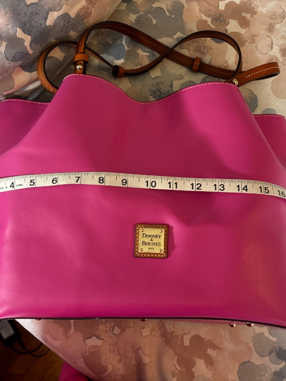Dooney & Bourke Smooth Leather Fuchsia Flynn Tote/Shoulder Bag - Picture 10 of 10